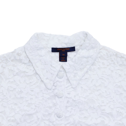 Louis Vuitton LOUIS VUITTON Full Lace Long Sleeve Shirt White WS4076