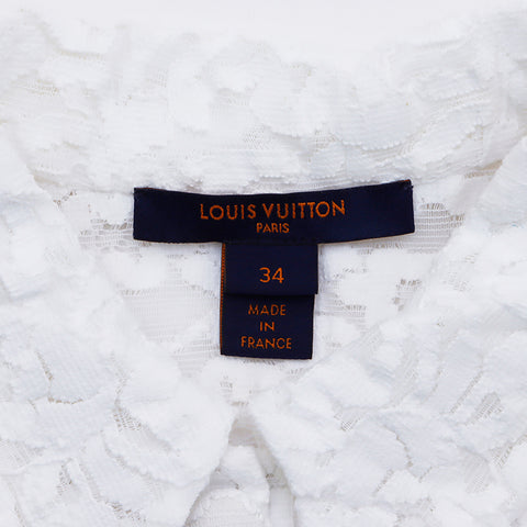 Louis Vuitton Louis Vuitton Full Spitze Langarm Shirt White WS4076