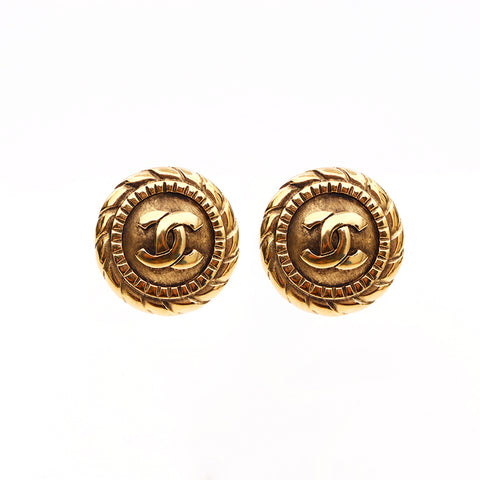 Chanel chanel coco mark rond rond cercle grandes boucles d'oreilles des années 90 1990