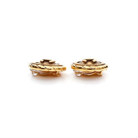 Chanel chanel coco mark rond rond cercle grandes boucles d'oreilles des années 90 1990