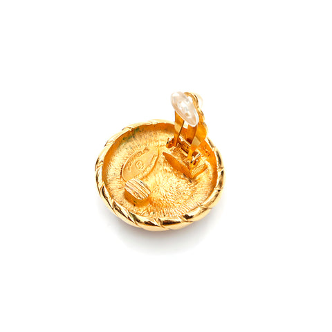 Chanel chanel coco mark rond rond cercle grandes boucles d'oreilles des années 90 1990