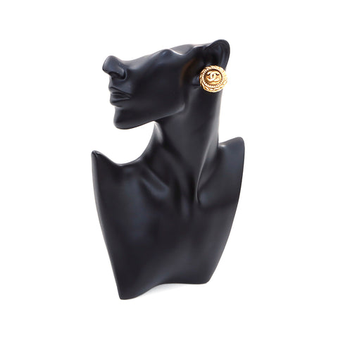 Chanel chanel coco mark rond rond cercle grandes boucles d'oreilles des années 90 1990