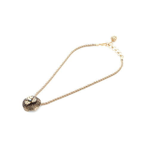 Chanel Camellia 2001 Chain Flower Collier Vintage Utilisé classique 1990S 90S Gold Green WS4093