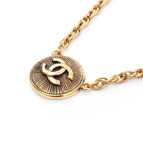 Chanel Coco Mark Chain rond Cercle Collier Round Collier Gold WS4098