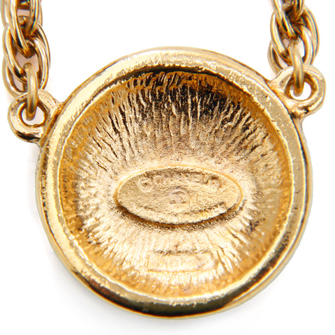 Chanel Coco Mark Chain Rund Circle Round Halskette Gold WS4098