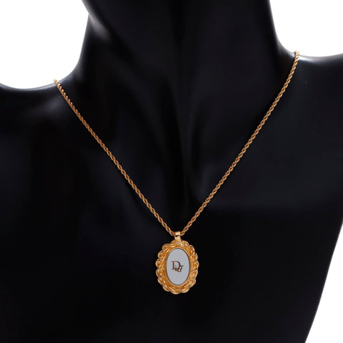 Christian Dior Logo Collier Vintage Utilisé Gold Classic WS4140