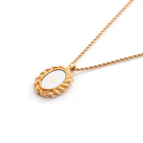 Christian Dior Logo Collier Vintage Utilisé Gold Classic WS4140