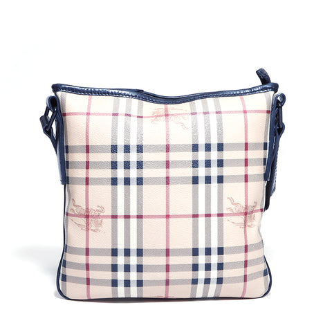 Burberry PVC Leder Nova Check Casual Simple Männerwomen -Umhängetasche Beige WS4151