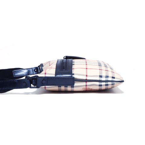 Burberry PVC Leder Nova Check Casual Simple Männerwomen -Umhängetasche Beige WS4151