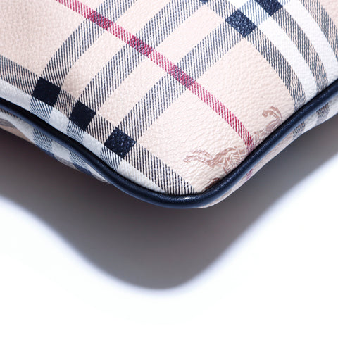 Burberry PVC Leder Nova Check Casual Simple Männerwomen -Umhängetasche Beige WS4151