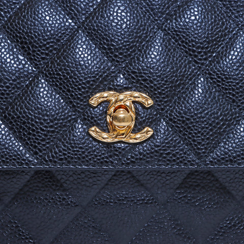 Chanel Coco Mark Matelasse Kaviar Hautverschloss Nr. 2 Quadratketten -Umhängetasche Vintage verwendet klassische 1990er 90er schwarze WS4154