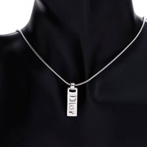Christian Dior Logo Plate Collier Silver WS4166