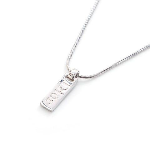 Christian Dior Logo Plate Collier Silver WS4166