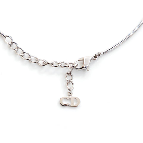 Christian Dior Logo Plate Collier Silver WS4166