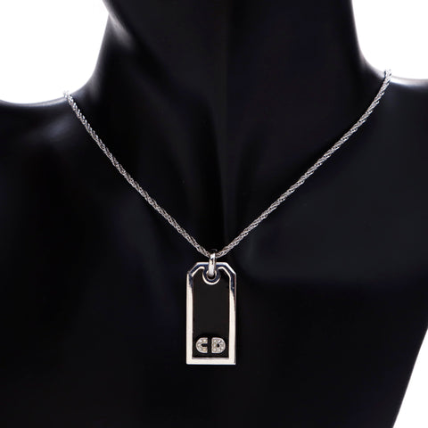 Christian Dior Logo Plate Collier argent WS4167