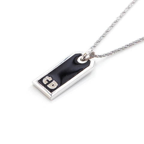 Christian Dior Logo Plate Collier argent WS4167