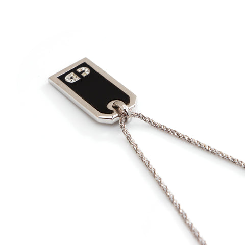Christian Dior Logo Plate Collier argent WS4167