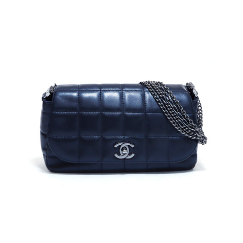 シャネル CHANEL チョコバー ココマーク ショルダーバッグ レザー ブラック WS4185