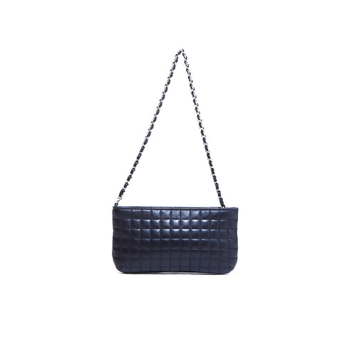 Chanel Pochette Camellia Chain Umhängetaschen Lambskin Schwarz WS4209