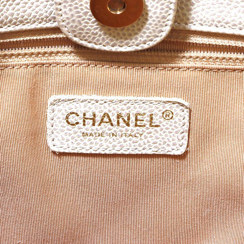 シャネル CHANEL キャビアスキン 2003年 トートバッグ レザー ホワイト WS4230