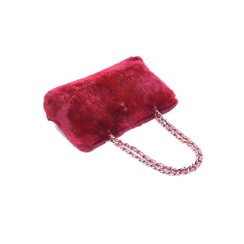 CHANEL Chain Fur Bordeaux 2000 Shoulder Bag fur Bordeaux WS4232