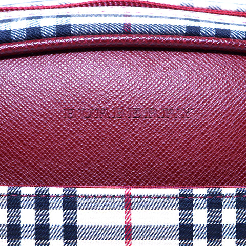 バーバリー BURBERRY ノバチェック  ハンドバッグ キャンバス ベージュ×ボルドー WS4240