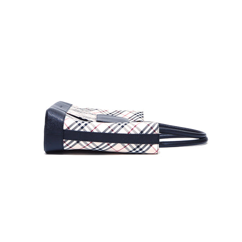 Burberry Nova检查手袋帆布米色X黑色WS4241