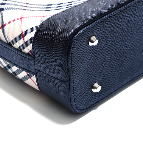 Burberry Nova检查手袋帆布米色X黑色WS4241