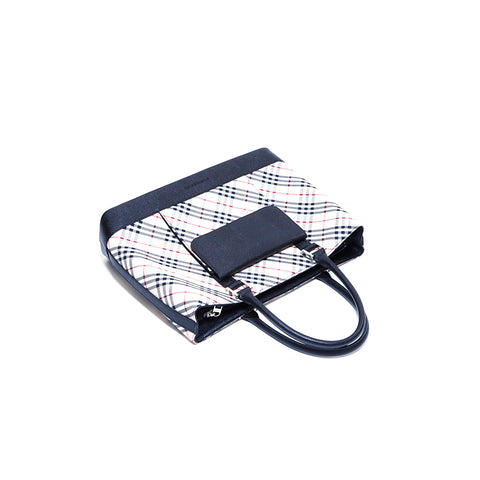 Burberry Nova检查手袋帆布米色X黑色WS4241