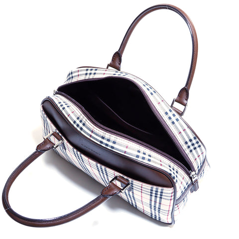 Burberry Nova Check Handtasche Leinwand Beige x Brown WS4243