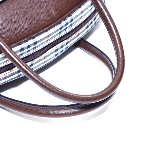 BURBERRY Nova Check Handbag canvas Beige x brown WS4243