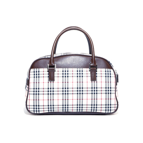 Burberry Nova Check Handtasche Leinwand Beige x Brown WS4243