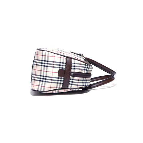 Burberry Nova Check Handtasche Leinwand Beige x Brown WS4243
