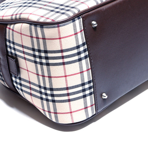Burberry Nova Check Handtasche Leinwand Beige x Brown WS4243