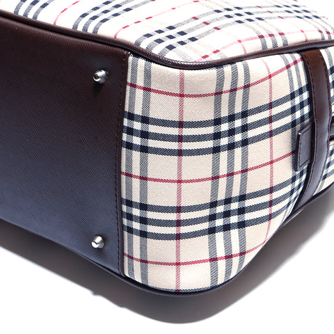 Burberry Nova Check Handtasche Leinwand Beige x Brown WS4243