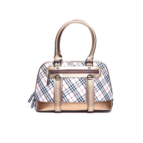 バーバリー BURBERRY ノバチェック ハンドバッグ キャンバス ベージュ×ゴールド WS4246