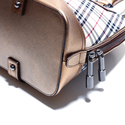 Burberry Nova检查手袋帆布米色X金色WS4246