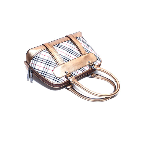 バーバリー BURBERRY ノバチェック ハンドバッグ キャンバス ベージュ×ゴールド WS4246