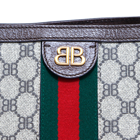 Gucci Gucci Gucci X Balenciaga黑客项目手提袋皮革棕色WS4300