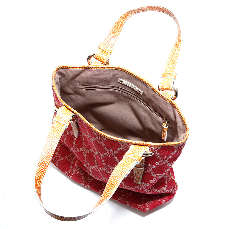 CELINE マカダム トートバッグ レッド セリーヌ CELINE マカダム キャンバス トートバッグ コットン