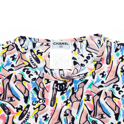 Chanel Coco-Markpumpen Muster P95 Kurzschläfe T-Shirt Multicolor WS4348