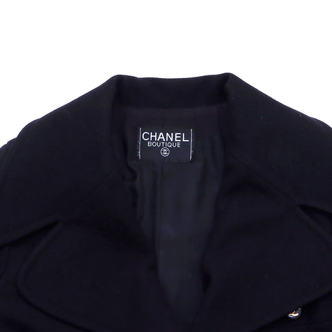 シャネル CHANEL ココマーク ロング ウール コート VINTAGE 中古 定番 ブラック WS4352