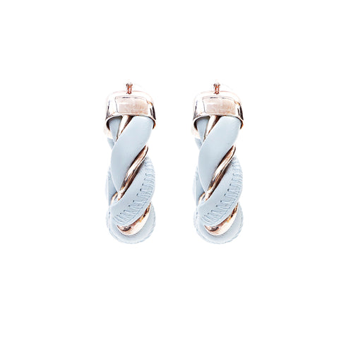 BOTTEGAVENETA Cuir 925 Boucles d'oreilles Triangle Silver Blue X Silver WS4362