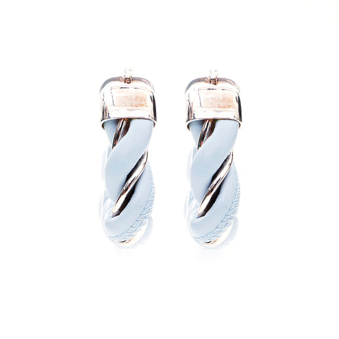 Bottega Veneta Bottegavenneta Leather 925 Boucles d'oreilles Triangle Silver Blue X Silver WS4362