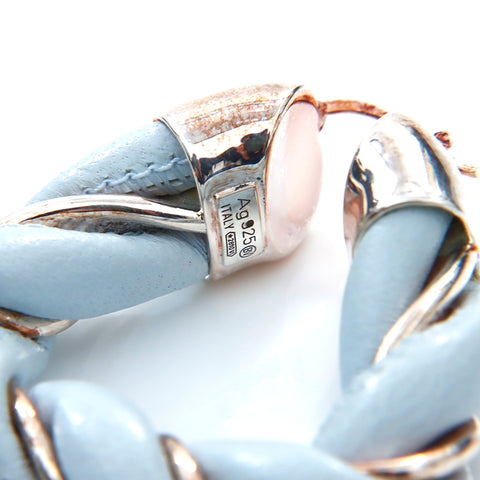 Bottega Veneta Bottegavenneta Leather 925 Boucles d'oreilles Triangle Silver Blue X Silver WS4362