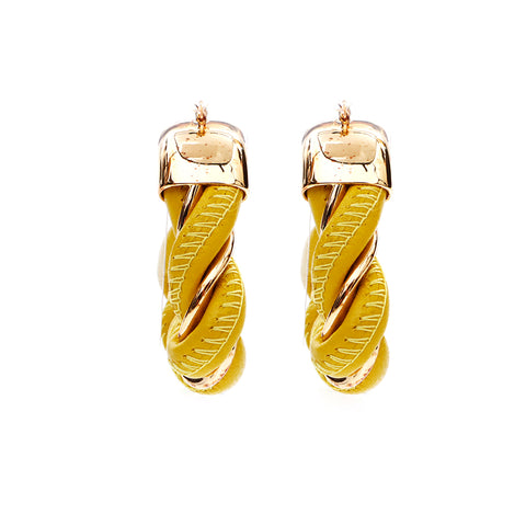 BOTTEGAVENETA Leather 925 Gold Triangle Earrings Yellow x Silver WS4364