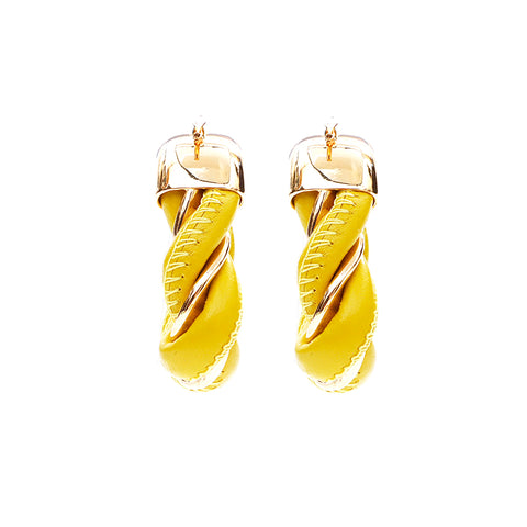 BOTTEGAVENETA Leather 925 Gold Triangle Earrings Yellow x Silver WS4364