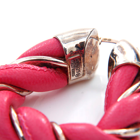 Bottegaveneta皮革925金三角耳环粉红色X金色WS4370