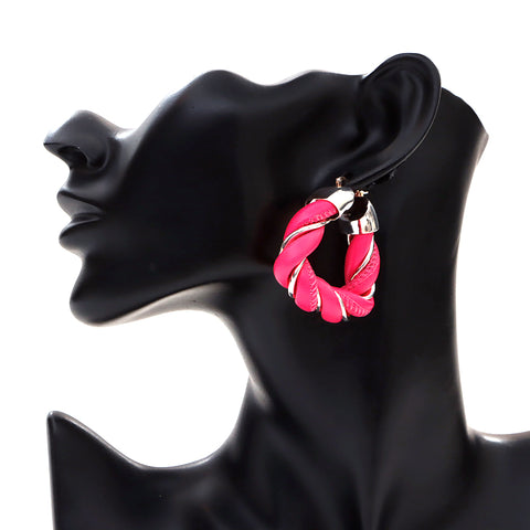 BOTTEGAVENETA Cuir 925 Boucles d'oreilles Triangle Gold Pink X Gold WS4371