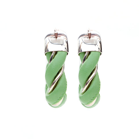Bottega Veneta Bottegaveneta Leather 925 Triangle argent boucle d'oreille verte x argent WS4373